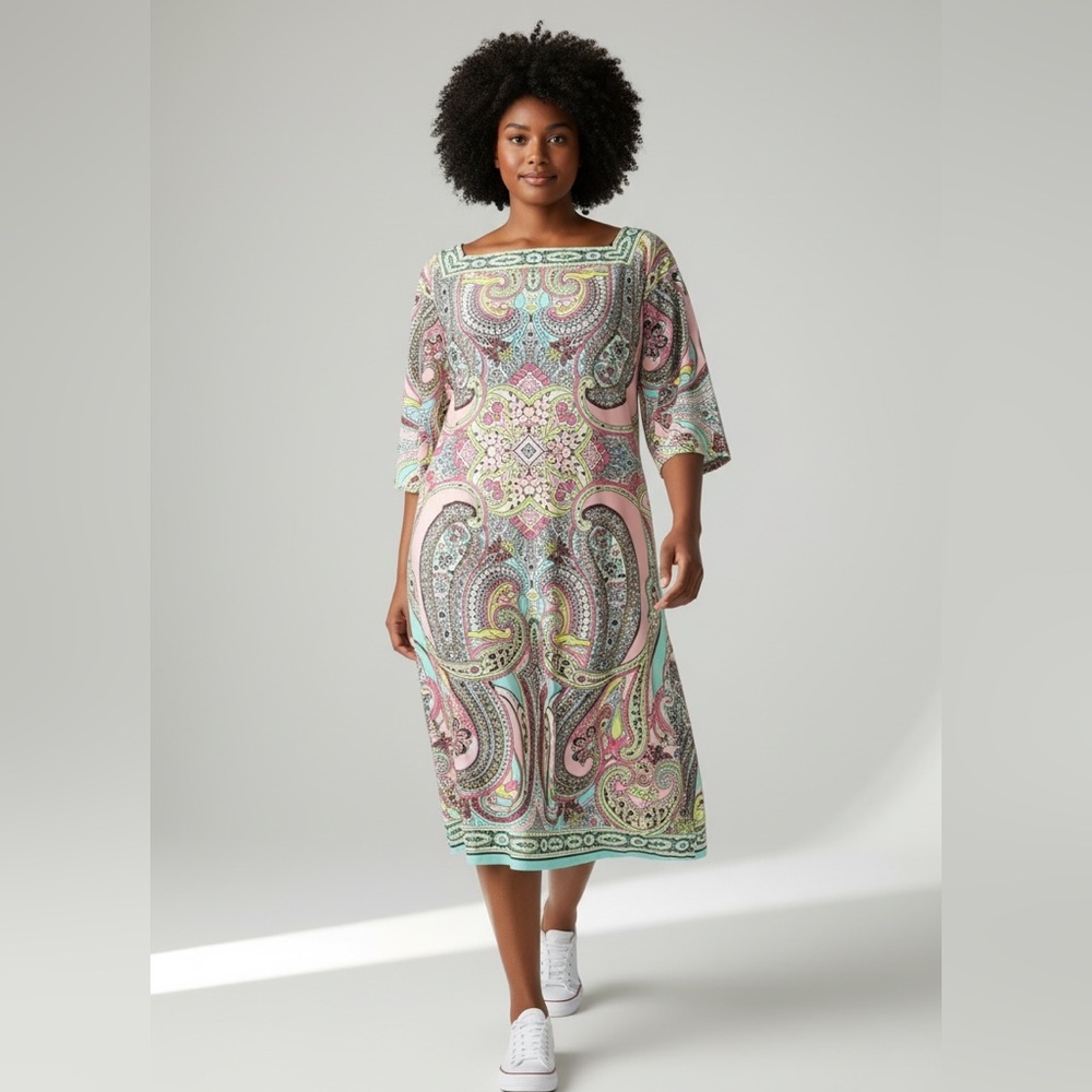 Studio One Colorful Paisley Print Dress Women’s Size 22